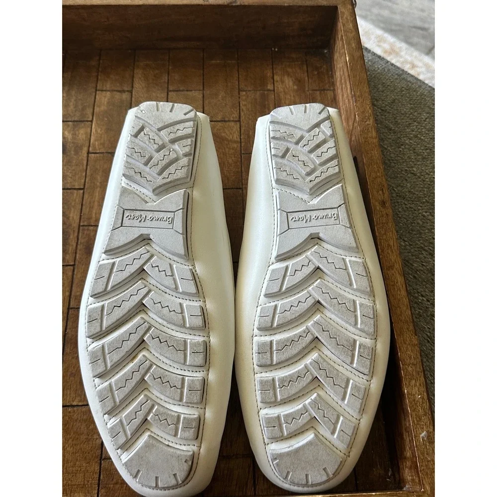 Bruno Marc Mens White Driving Loafers horse bit Slip On Moc Toe Shoes VGUC‎